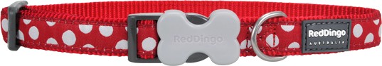Red Dingo Halsband Design White Spots Red
